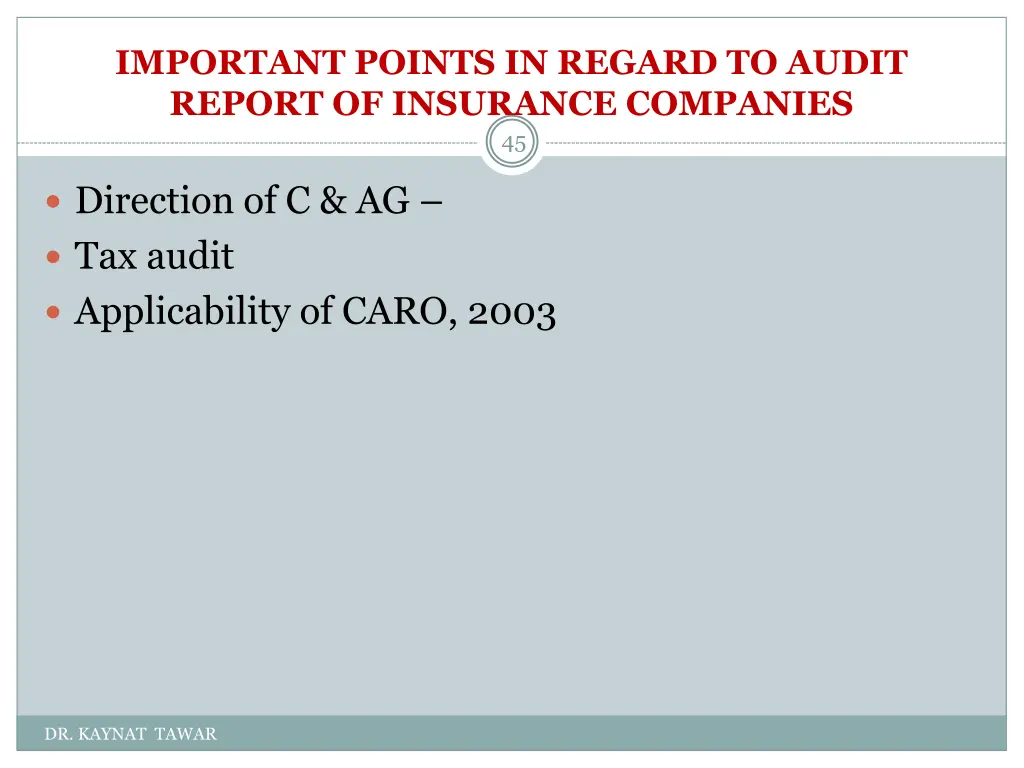 important points in regard to audit report