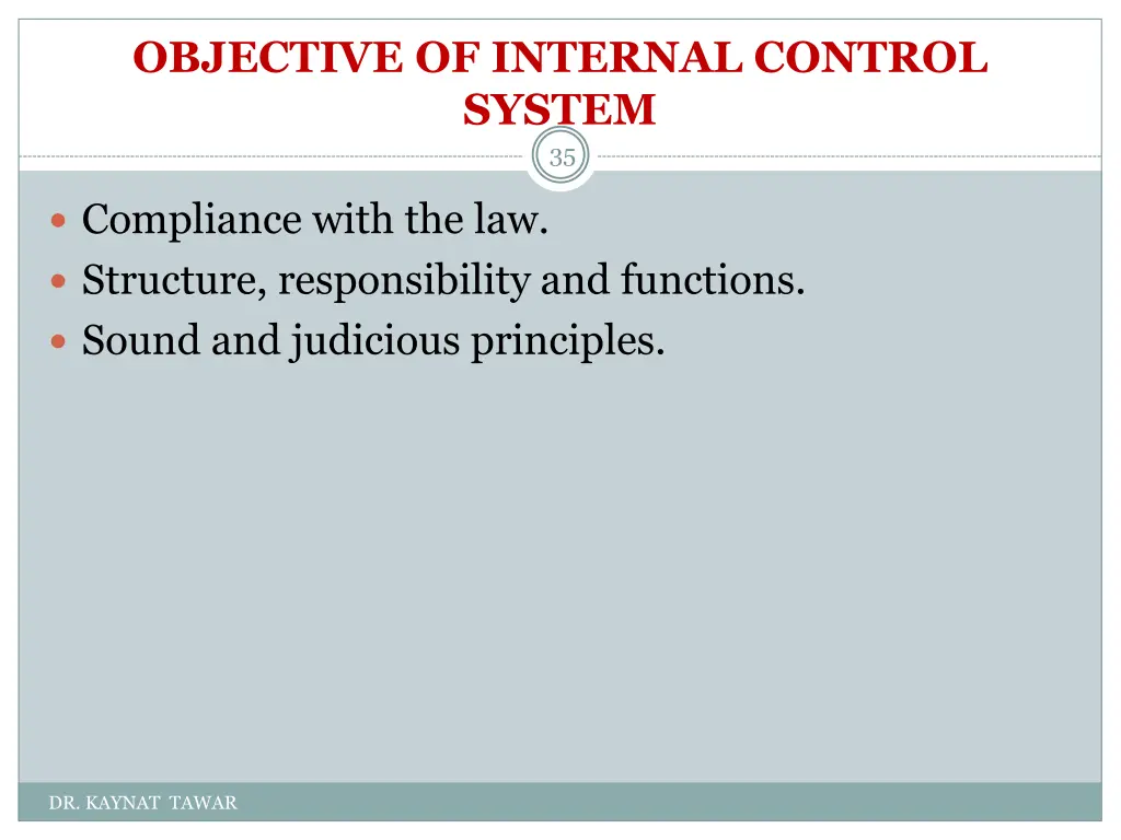 objective of internal control system 35