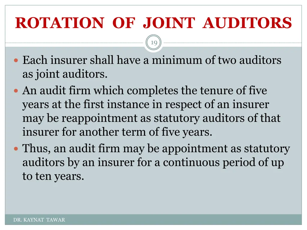 rotation of joint auditors