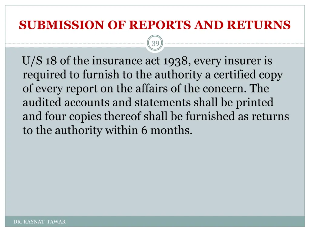 submission of reports and returns