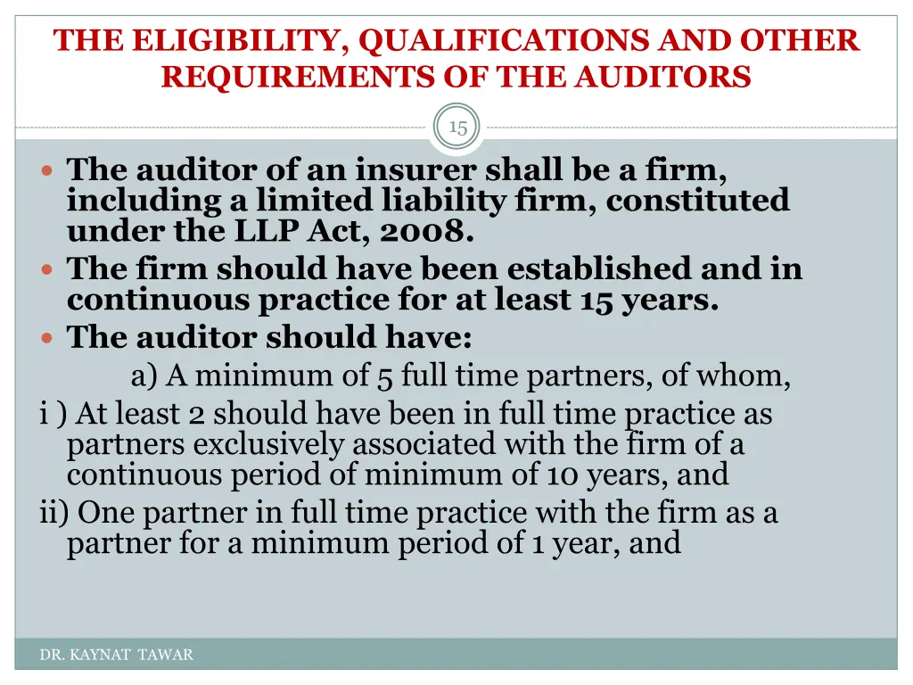 the eligibility qualifications and other