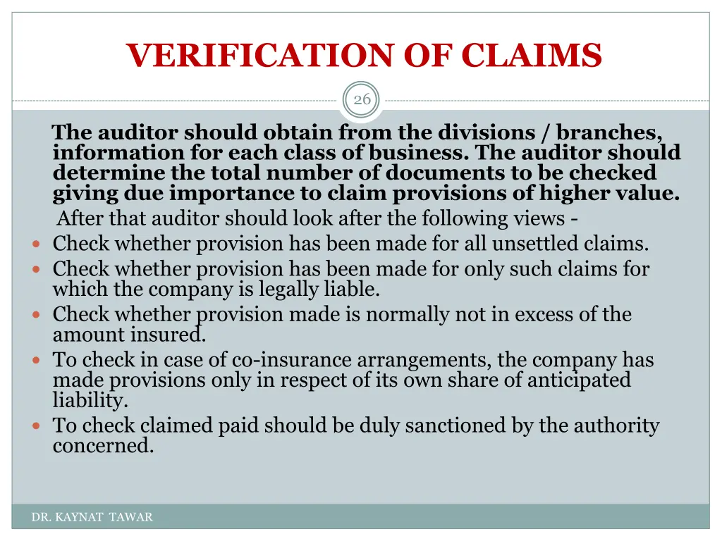 verification of claims