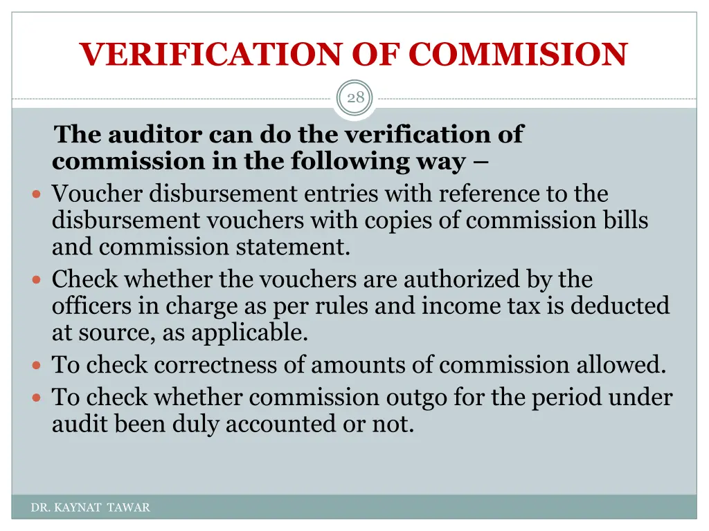 verification of commision