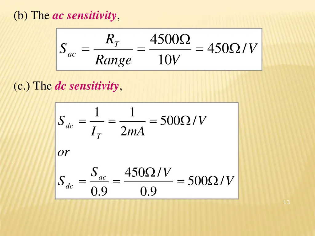 b the ac sensitivity