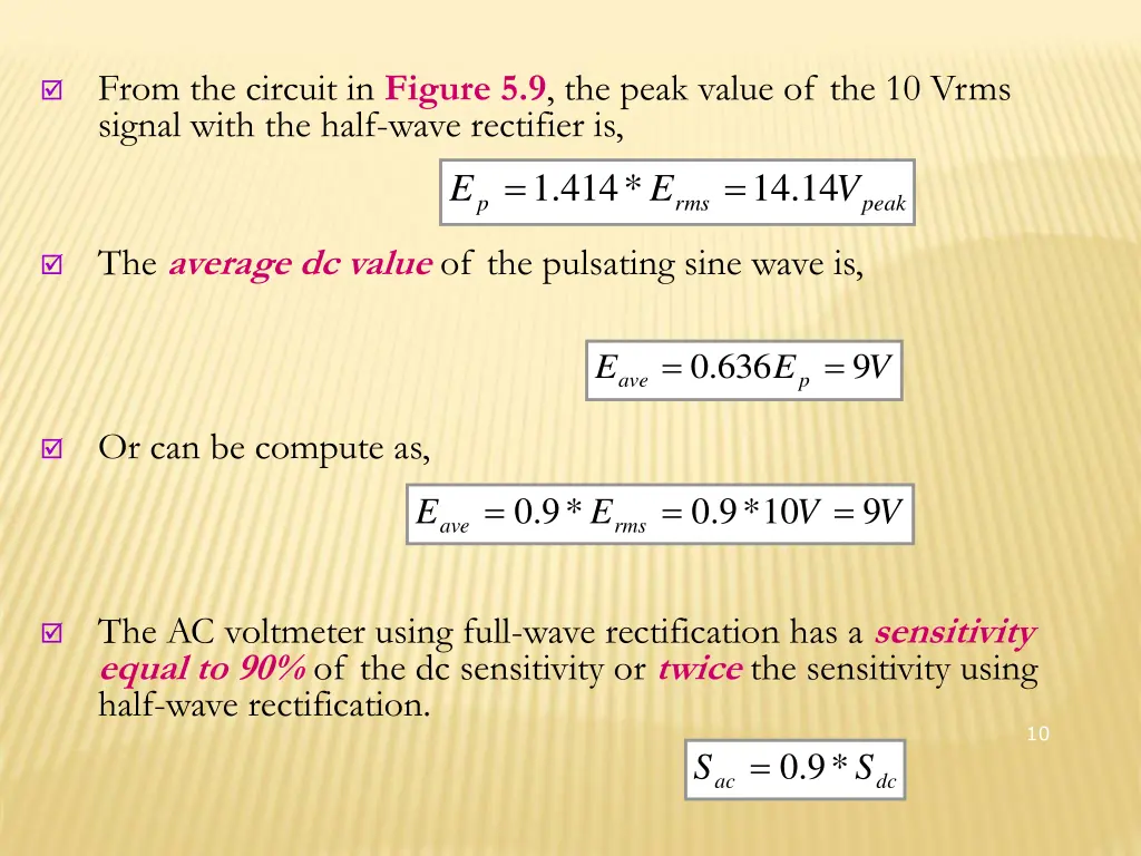 from the circuit in figure 5 9 the peak value