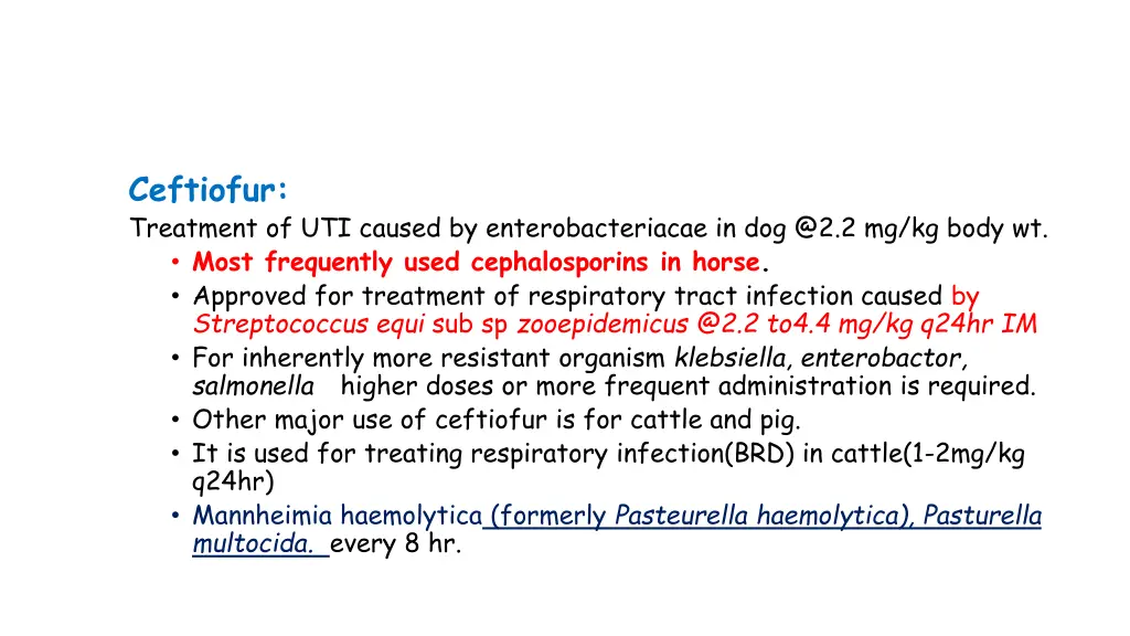 ceftiofur treatment of uti caused