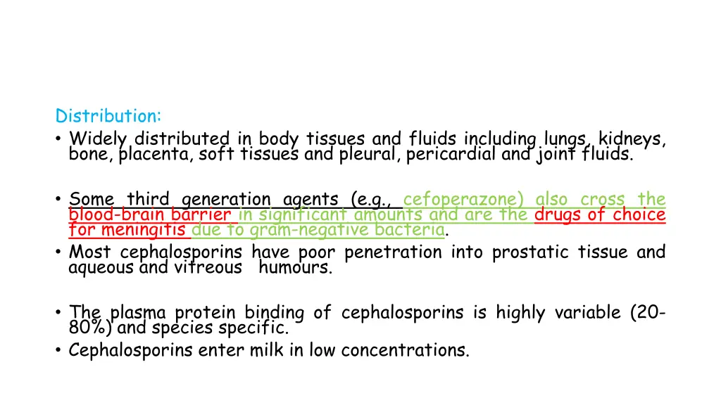 distribution widely distributed in body tissues