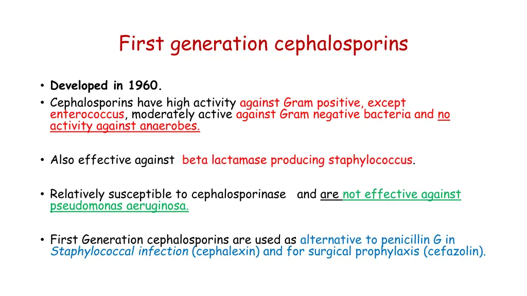 first generation cephalosporins