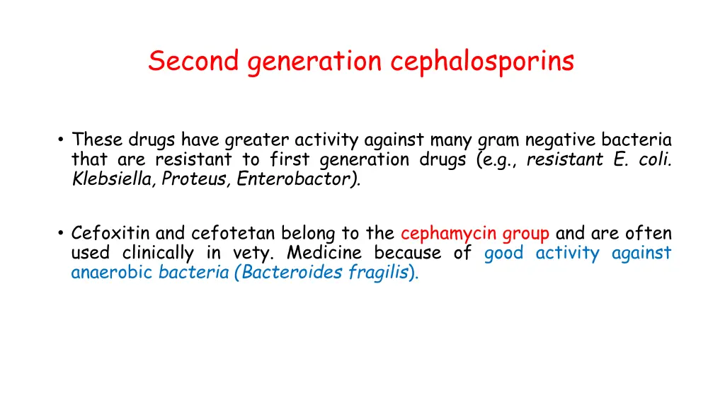 second generation cephalosporins