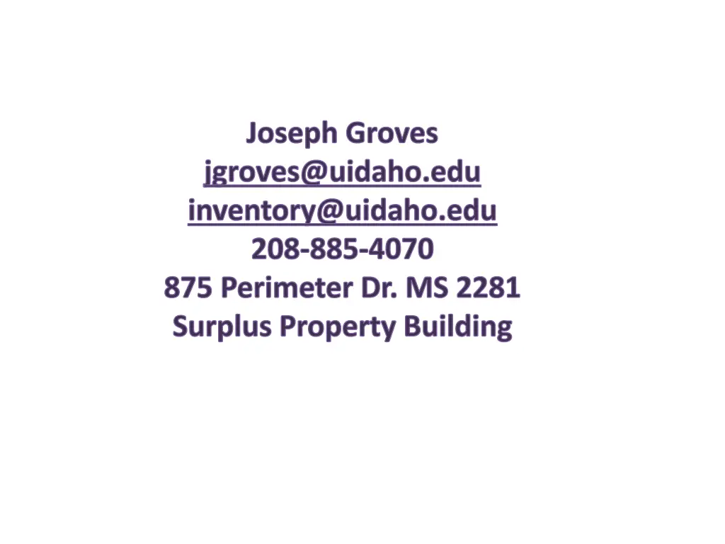 joseph groves jgroves@uidaho edu inventory@uidaho