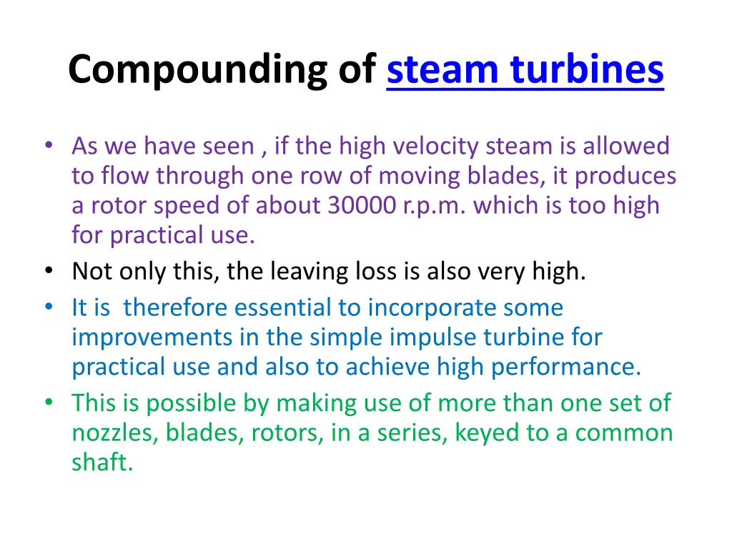 compounding of steam turbines 1