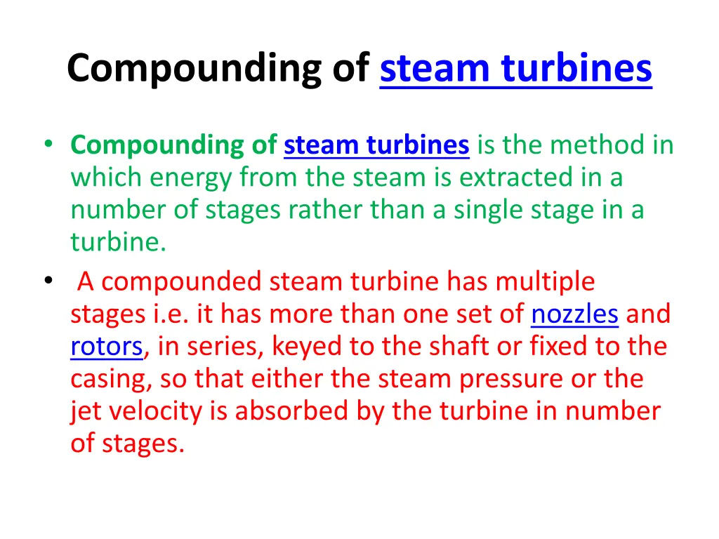 compounding of steam turbines