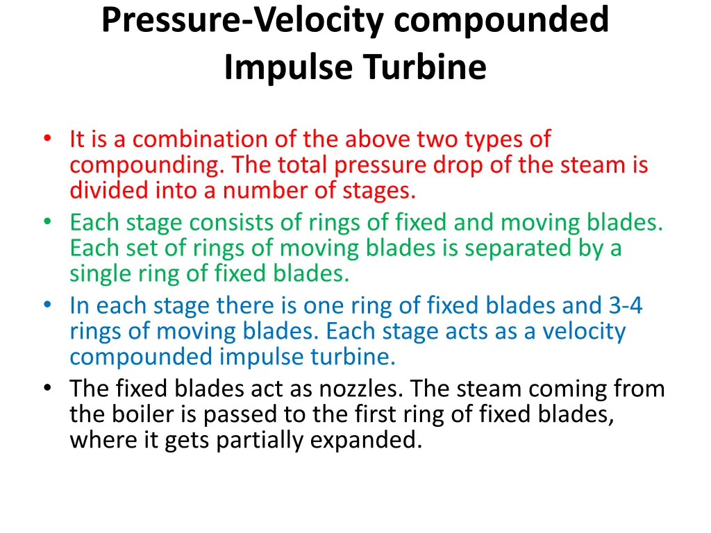 pressure velocity compounded impulse turbine