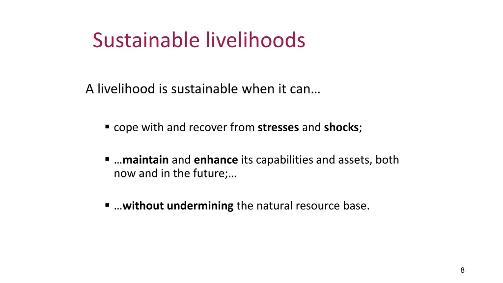 sustainable livelihoods