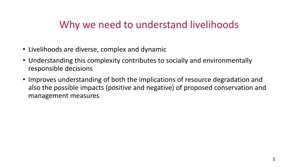 why we need to understand livelihoods