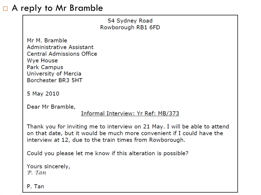 a reply to mr bramble