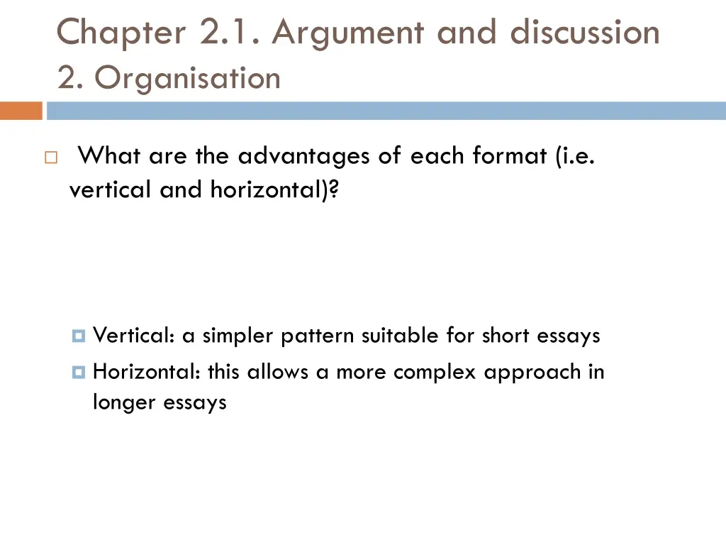 chapter 2 1 argument and discussion 2 organisation 1