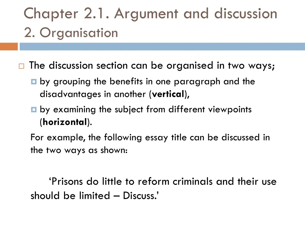 chapter 2 1 argument and discussion 2 organisation