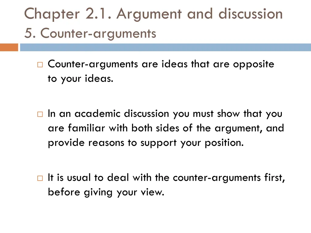 chapter 2 1 argument and discussion 5 counter