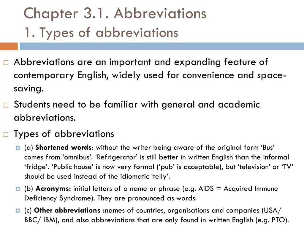 chapter 3 1 abbreviations 1 types of abbreviations