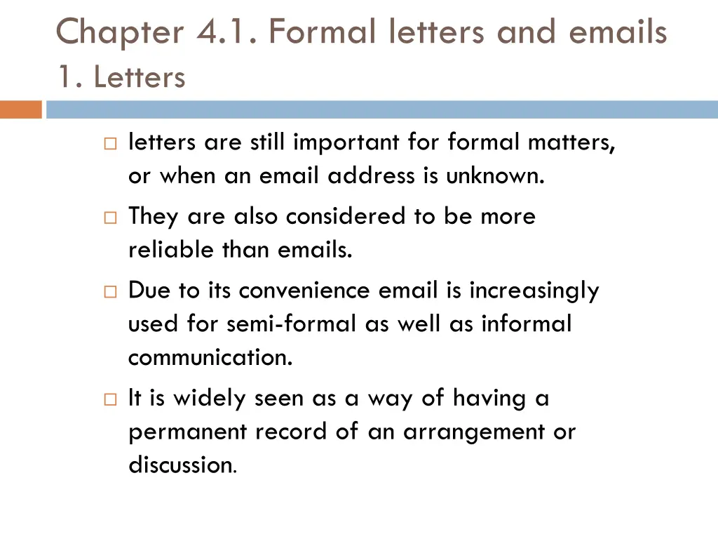 chapter 4 1 formal letters and emails 1 letters