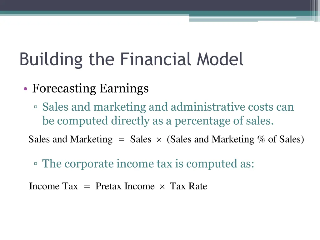 building the financial model 1