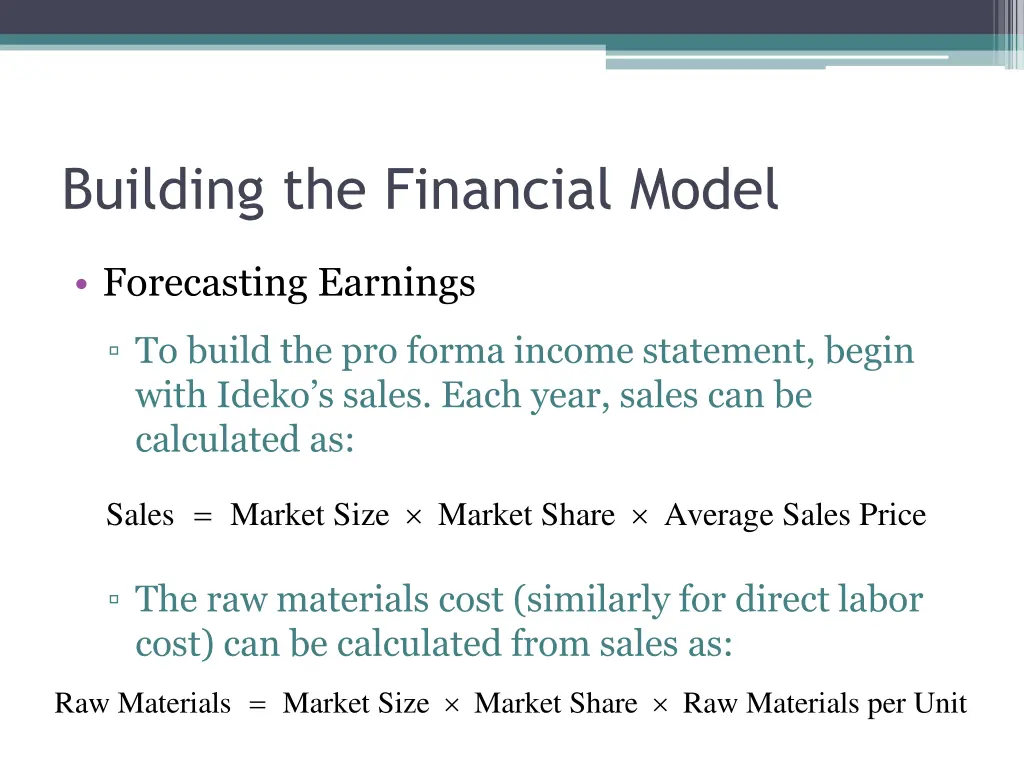 building the financial model