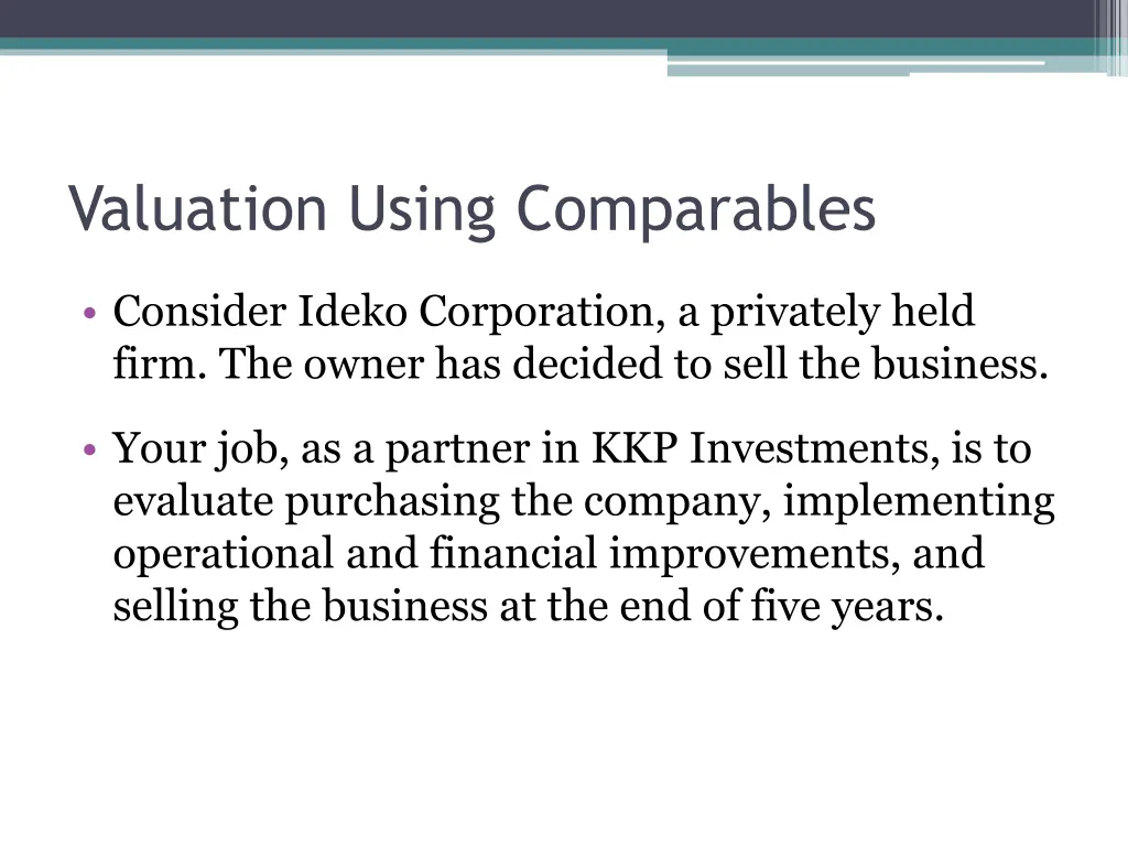 valuation using comparables