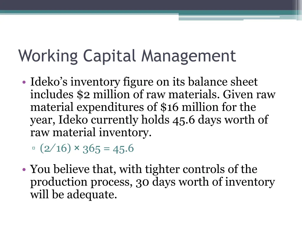 working capital management 1