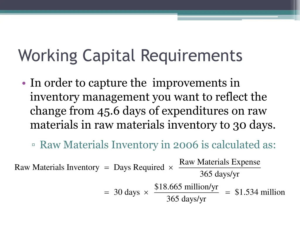 working capital requirements 1