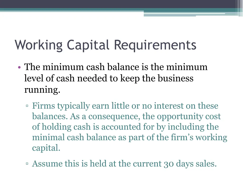 working capital requirements 2