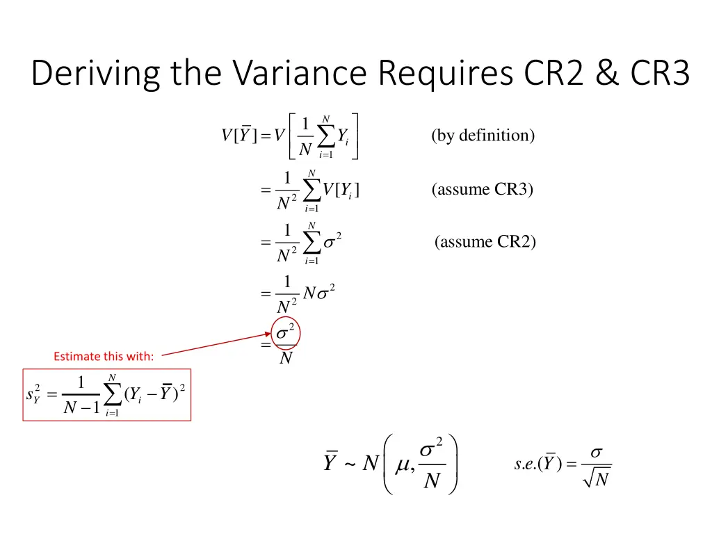 deriving the variance requires cr2 cr3