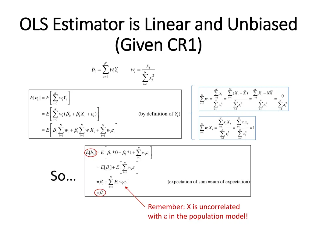 ols estimator is linear and unbiased