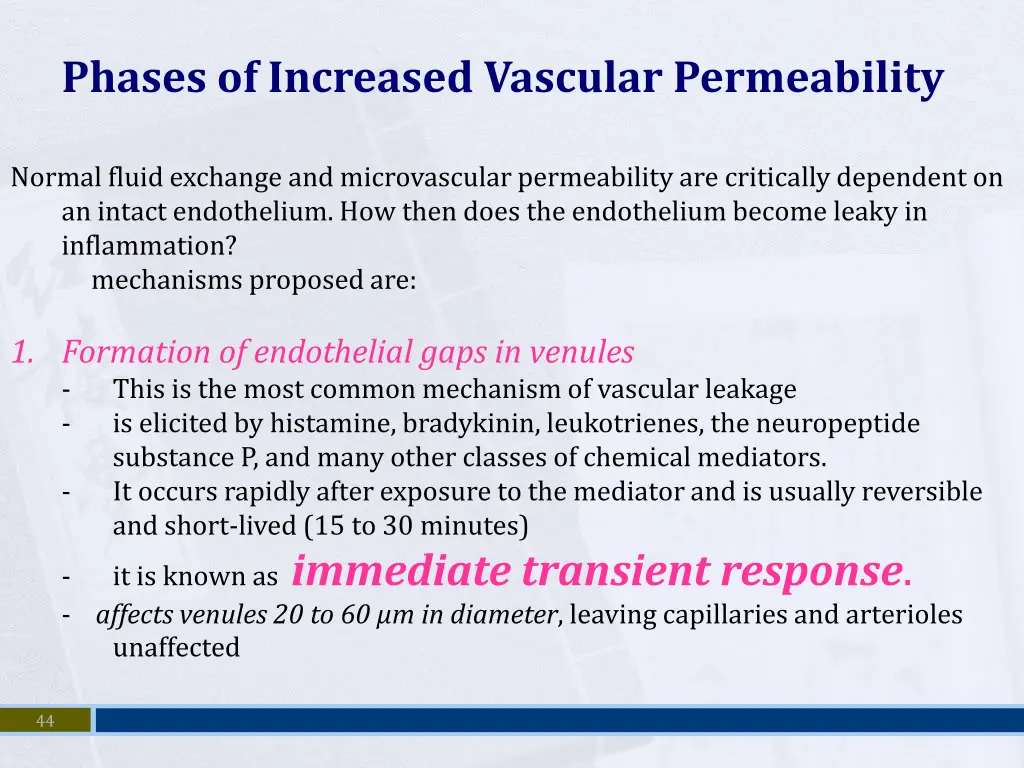 phases of increased vascular permeability 1