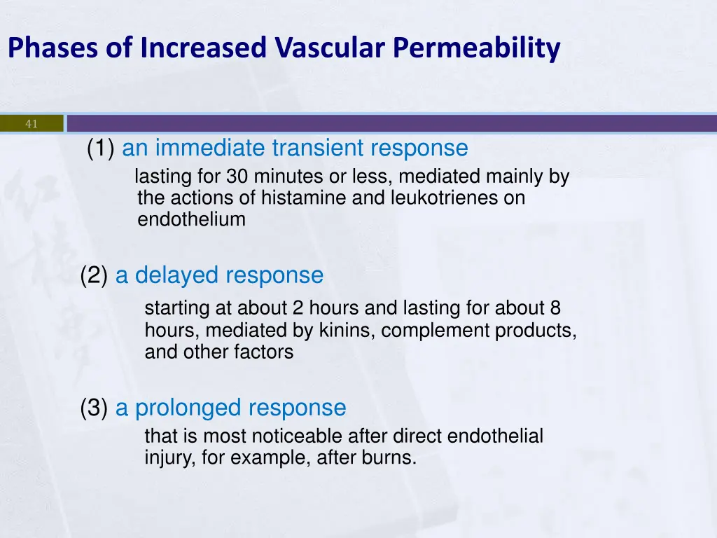 phases of increased vascular permeability