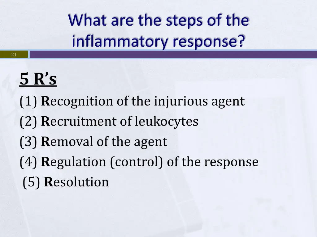 what are the steps of the inflammatory response