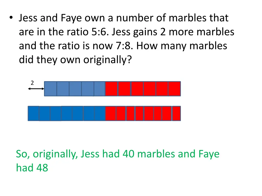 jess and faye own a number of marbles that 3