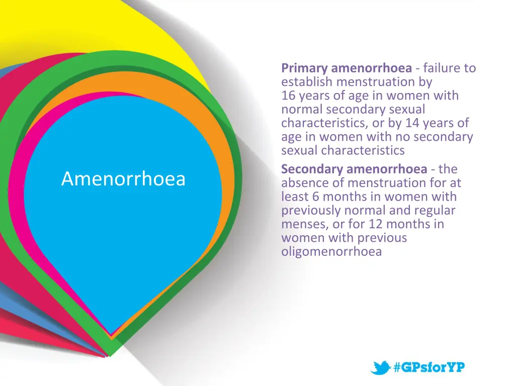 primary amenorrhoea failure to establish