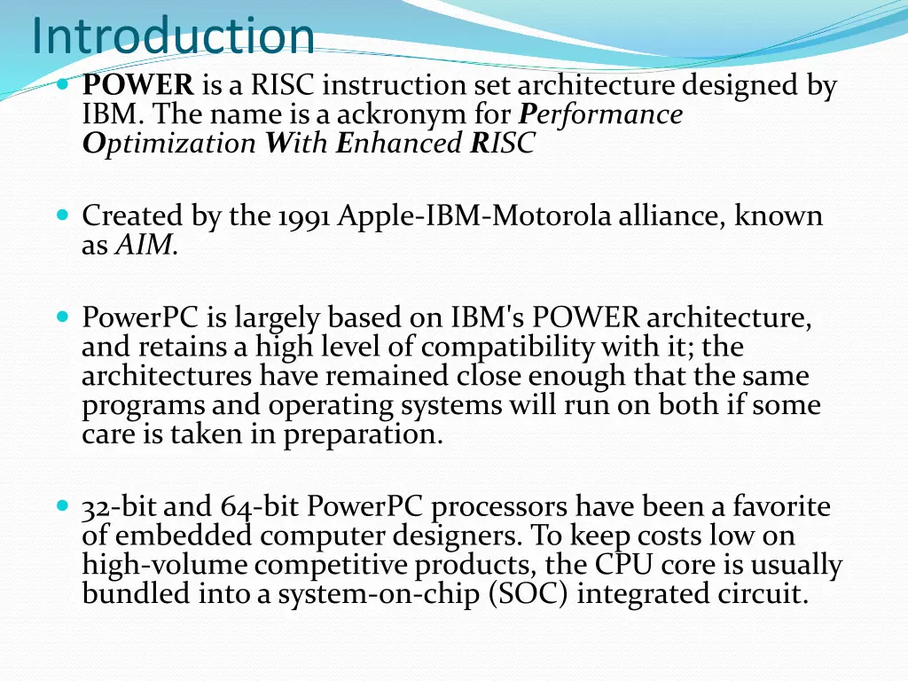 introduction power is a risc instruction