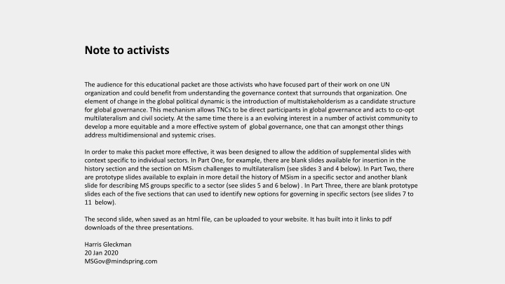 note to activists