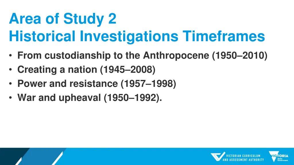 area of study 2 historical investigations