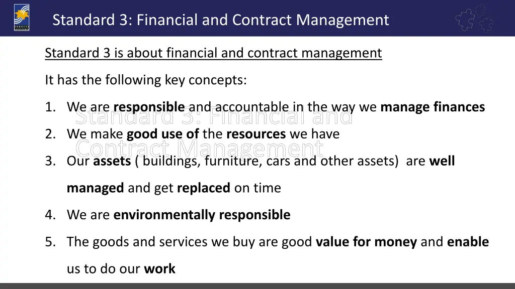 standard 3 financial and contract management