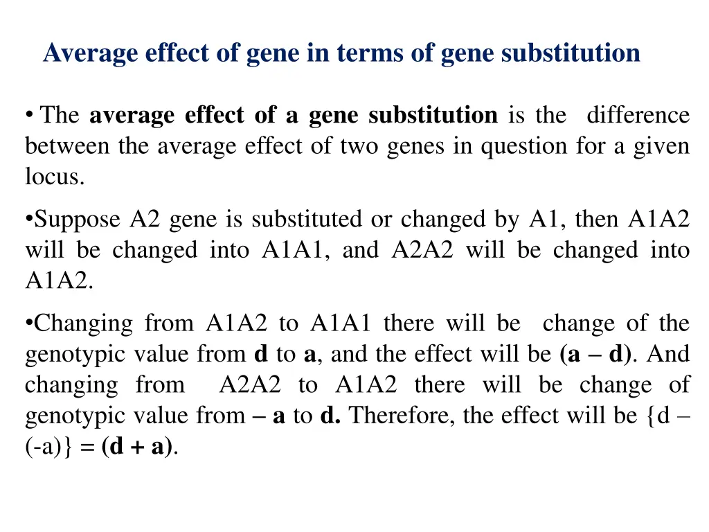 average effect of gene in terms of gene