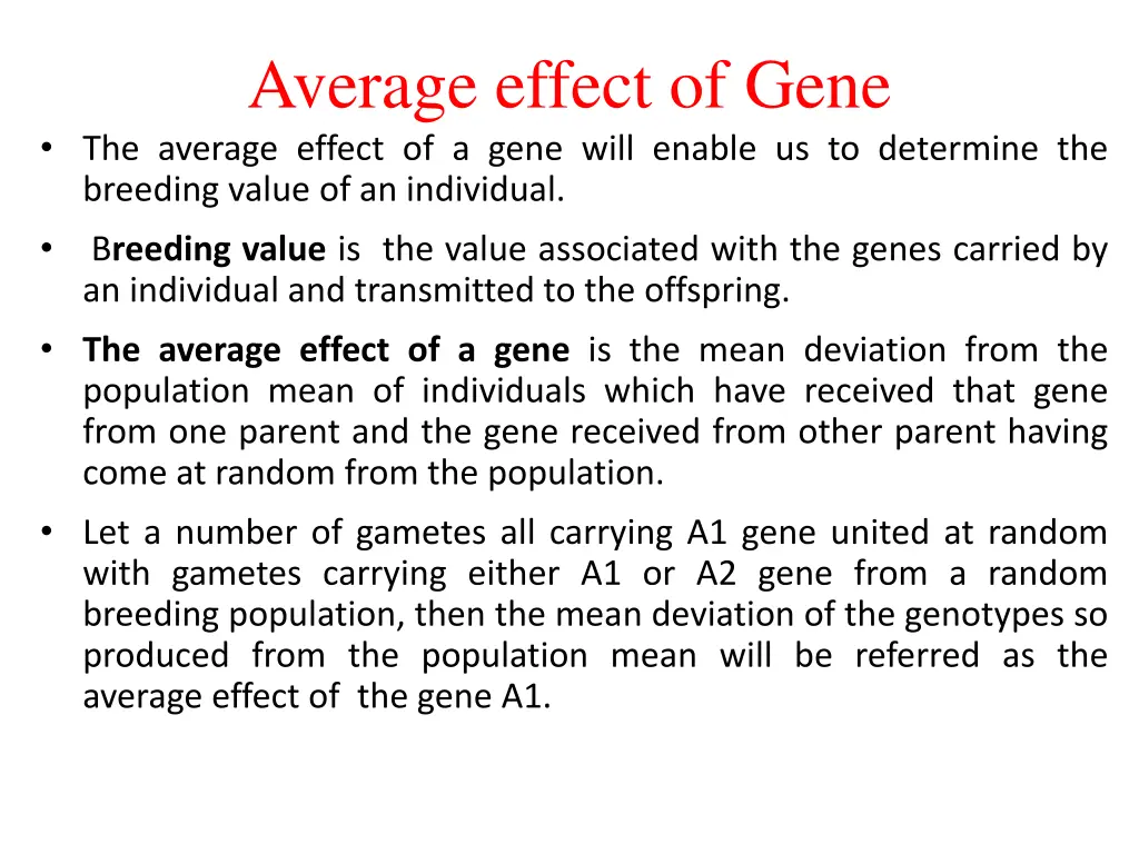 average effect of gene the average effect