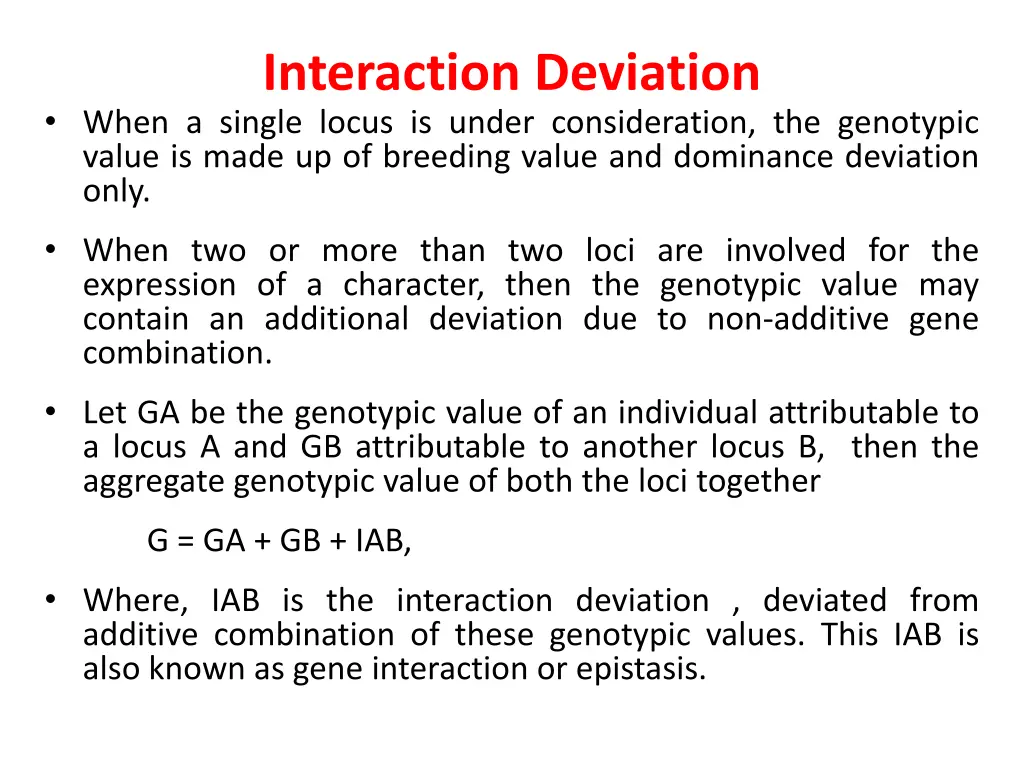 interaction deviation when a single locus