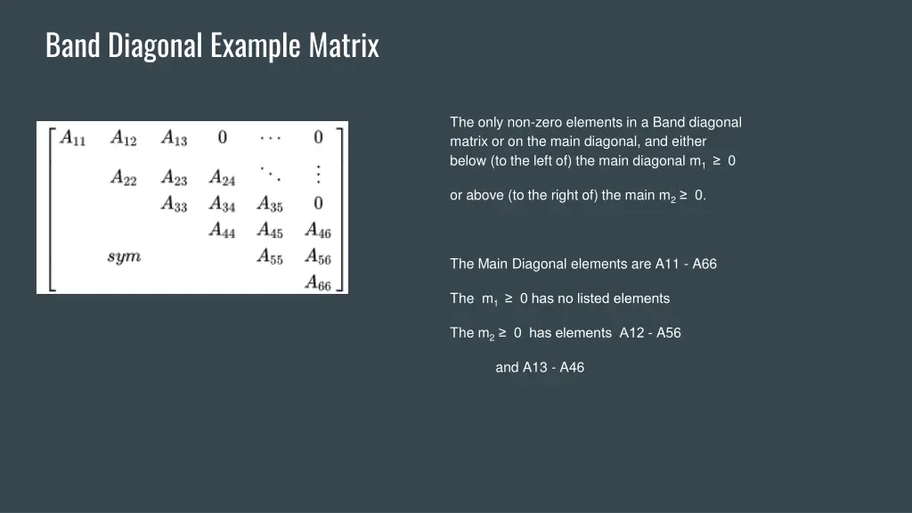 band diagonal example matrix