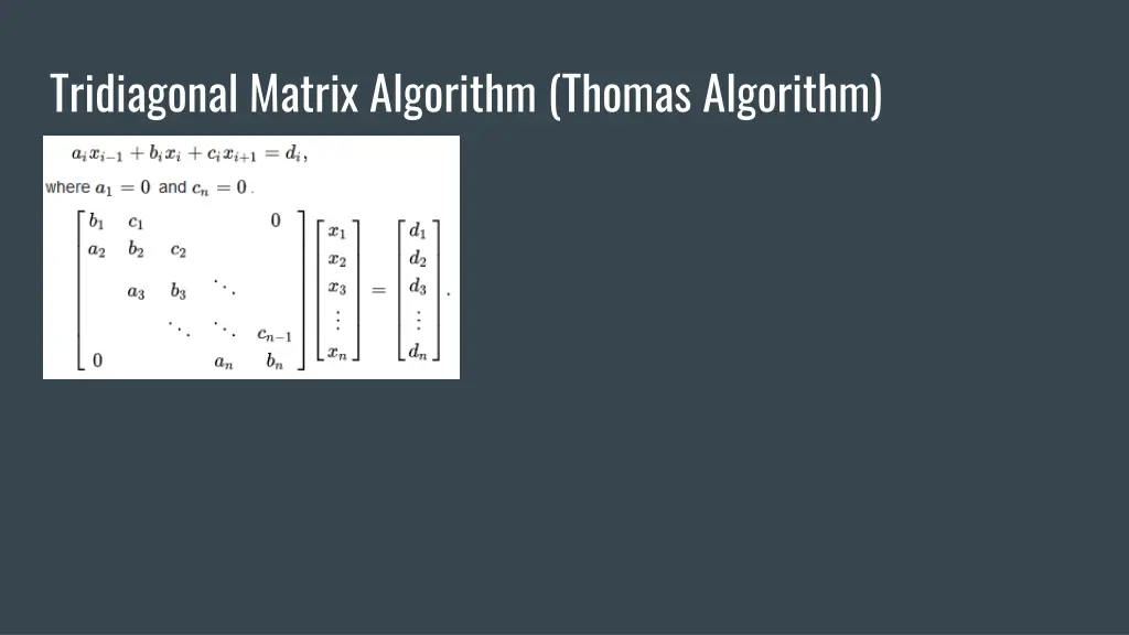 tridiagonal matrix algorithm thomas algorithm