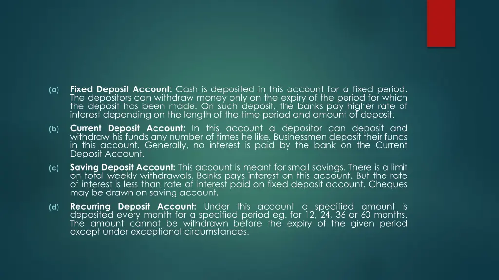 fixed deposit account cash is deposited in this