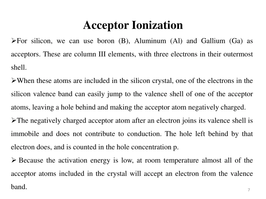 acceptor ionization