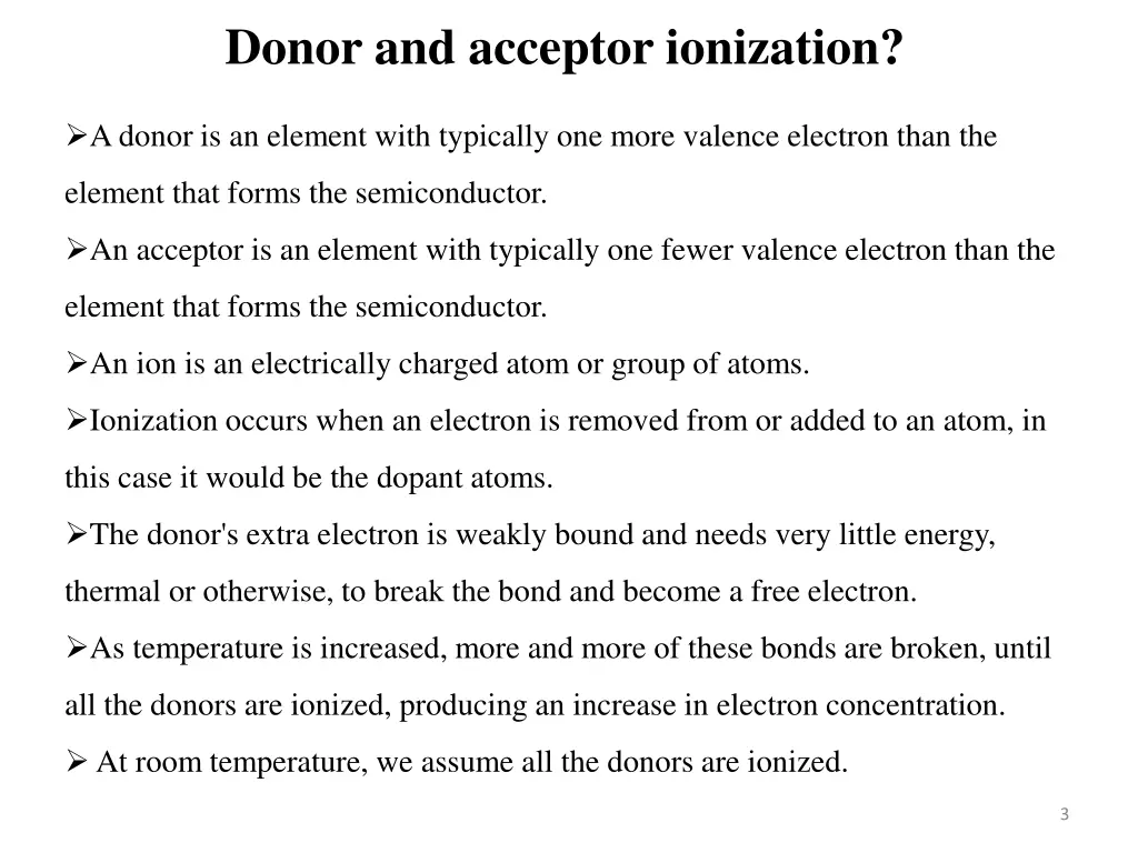 donor and acceptor ionization